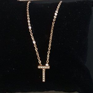 Women's CLAIRE'S Girl's Fashion " T " Initial Charm Necklace 19.5"